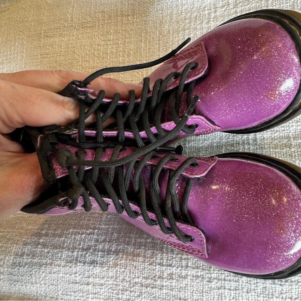 Dr. Martens Toddler 1460 Glitter Lace Up Boots Purple Pink Sz 8 Combat Boots 90s - Picture 8 of 10